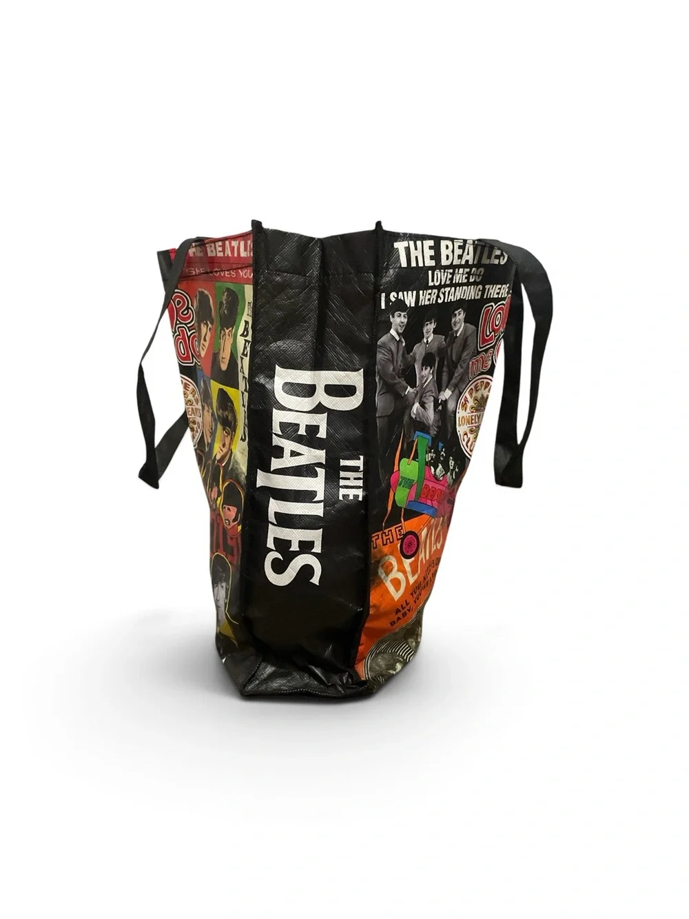 The Beatles Collage Tote Bag in Black, Red and Yellow Hot!!!